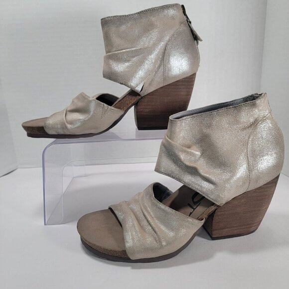 OTBT Women's 9 Patchouli Heeled Sandal Silver Metallic Open Toe Chunky Heel Cute - Picture 2 of 11